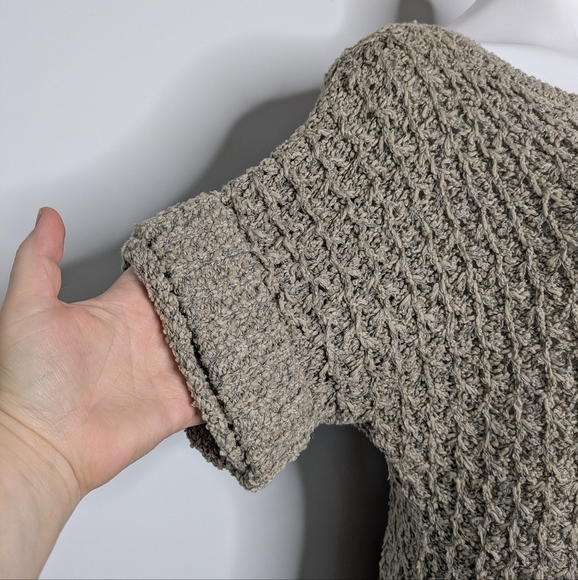 Lafayette 148 Tan Loose Knit Short Sleeve Long Sweater M - Picture 3 of 8